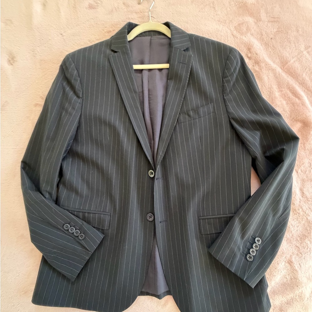 Elegant Charcoal Pinstripe Blazer